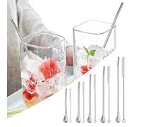Strainer Stirrer - 15.5x0.6x1.9 cm Spoon Straw, Filtered Tool | Durable 304 Grade Portable Cleaning Brush Set, Unique Washable Fine Mesh Drinking Accessory Cocktail Milkshake Juice Party Tra