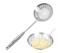 Strainer With Handle, Heat Resistant Stainless Steel Slotted Non Slip | Versatile Strainer Fryer Pasta Spoon Spider Skimmer, for French Fries Dumplings Vegetable Cooking Food Prep Home Restaurant