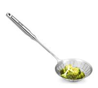 Strainer with Handle - Stainless Steel Slotted Non Slip | Skimmer Spoon Wire Strainer Ladle | for Pasta Noodle French Fries Dumplings Vegetable Oil Frying Cooking Food Prep