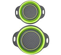Strainers and Colanders, Collapsible Colander Kitchen Strainer 2PCS Round Folding Filter Basket, Retractable Drain Basket, Collapsible Fruit Drain Basket with Handle for Pasta,