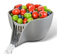 Strainers and Colanders, Silicone Colander for Kitchen with Spout for Ease Rinsing and Draining Fruit, Vegetable Salads, Pasta, Food Strainers Bowl Over the Sink, Dishwasher Safe
