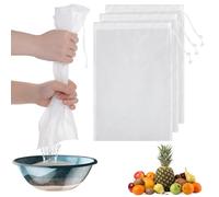 Straining Nylon Nut Milk Bag 3 Pack 24 x 36cm Fine Mesh Cheese Cloth Multiple Usage Reusable Food Strainer for Basting Turkey Canning Cheese-Making Straining Crafting Juice Coffee Yogurt Tea- White