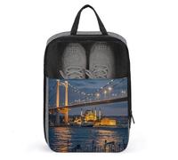 Strait Bridge Shoe Bag Travel Shoe Organizer Water-Resistant Shoe Pouch with Zipper Sneaker Dust Bag, gray, One Size, Modern