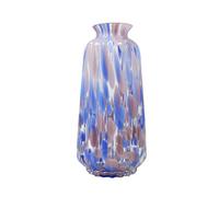 Straits Medium Ribbed Pastel Blue & Pink Glass Flower Vase 25Cm