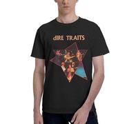 Straits Rock Band Dire Men's T-Shirt - Vintage Rock Band Logo Tee - Classic 100% Cotton Short Sleeve Music Merchandise - Breathable Casual Wear for Fans Gift Large