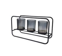 Straits Smoke Grey 3 Tealight Holder 28L X 15H Cm
