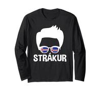 Strakur Iceland Boy Silhouette Icelandic Flag Sunglasses Long Sleeve T-Shirt