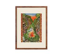 Strand Clothing Indian Art Vintage Print Poster Radha and Krishna Walk in a Flowering Grove Kota Master Painting (Rustic Frame with Mount)