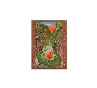 Strand Clothing Indian Art Vintage Print Poster Radha and Krishna Walk in a Flowering Grove Kota Master Painting (Rustic Small Frame)