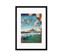 Strand Clothing Japanese Art Print Poster Woodblock Ukiyo-e Hiroshige Cherry Blossoms Landscape (Black Large + Mount)