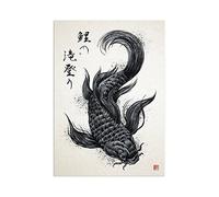 Strand Clothing Japanese Ukiyo-e Art Print Poster Woodblock - Koi Carp and Calligraphy - Wall Décor - Unframed A3 Medium Size