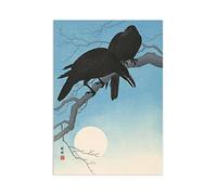 Strand Clothing Japanese Ukiyo-e Art Print Poster Woodblock - Two Crows and Moon - Wall Décor (Unframed)