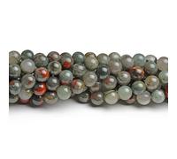 Strand of 40+ Green/Red Bloodstone 8mm Plain Round Beads - (CB43758-2) - Charming Beads