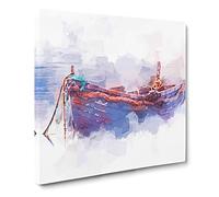 Stranded Boat in the Mist Canvas Print | Gallery Wrapped 30mm Frame Wall Art | 20x20 inches | Ready to Hang | Abstract Seascape Picture | Living Room Bedroom Lounge Office