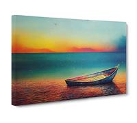 Stranded Boat On The Beach Canvas Print | Gallery Wrapped 30mm Frame Wall Art | 30x20 inches | Ready to Hang | Coastal Seascape Picture | Living Room Bedroom Lounge Office