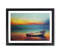 Stranded Boat On The Beach Framed Print | A2 Black Framed Wall Art | Ready to Hang | Modern Vehicle Picture | Living Room Bedroom Lounge Office