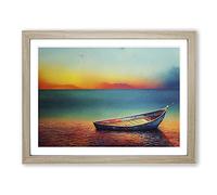Stranded Boat On The Beach Framed Print | A2 Oak Framed Wall Art | Ready to Hang | Modern Vehicle Picture | Living Room Bedroom Lounge Office
