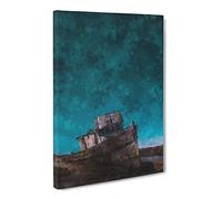 Stranded Boat Upon The Beach Canvas Print | Gallery Wrapped 30mm Frame Wall Art | 20x14 inches | Ready to Hang | Coastal Seascape Picture | Living Room Bedroom Lounge Office