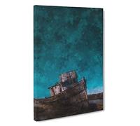 Stranded Boat Upon the Beach Canvas Print | Gallery Wrapped 30mm Frame Wall Art | 30x20 inches | Ready to Hang | Abstract Seascape Picture | Living Room Bedroom Lounge Office