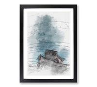 Stranded Boat Upon The Beach in Abstract Framed Print | A2 Black Framed Wall Art | Ready to Hang | Abstract Vehicle Picture | Living Room Bedroom Lounge Office