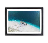 Stranded Ship on a Beach in Haiti Framed Print | A2 Black Framed Wall Art | Ready to Hang | Modern Vehicle Picture | Living Room Bedroom Lounge Office