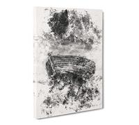 Stranded Wooden Boat Watercolour Modern Canvas Wall Art Print Ready to Hang, Framed Picture for Living Room Bedroom Home Office Décor, 20x14 Inch (50x35 cm)
