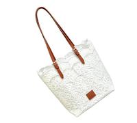 Strandtasche Mit Häkeltasche Boho Spitze Stroh Verschluss Große Kapazität