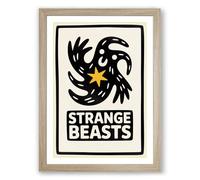 Strange Beasts Graphic Art Framed Wall Art Print A2 (59.4×42cm) Oak, Wall Decor for Living Room, Bedroom, Office & Home, Ready to Hang, Art Gift