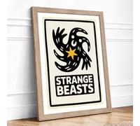 Strange Beasts Graphic Art Framed Wall Art Print A2 Oak