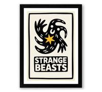 Strange Beasts Graphic Art Framed Wall Art Print A3 (42×29.7cm) Black, Wall Decor for Living Room, Bedroom, Office & Home, Ready to Hang, Art Gift