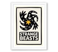 Strange Beasts Graphic Art Framed Wall Art Print A3 (42×29.7cm) White, Wall Decor for Living Room, Bedroom, Office & Home, Ready to Hang, Art Gift