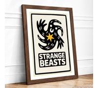 Strange Beasts Graphic Art Framed Wall Art Print A3 Walnut