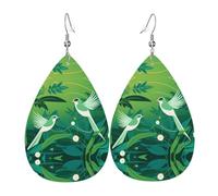 Strange Bird Printed teardrop-shaped leather earrings | High-end design, light luxury earrings