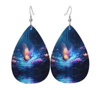 Strange Butterfly Printed teardrop-shaped leather earrings | High-end design, light luxury earrings