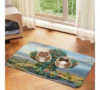 Strange Cactus Pet Food Mat 23.62x15.71in Absorbent Non-Slip PU Leather Feeding Mat for Dogs Cats Rubber Bottom Fast Drying Rollable Pet Bowl Placemat