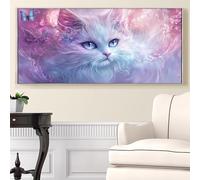 Strange Cat Diamond Painting Kits for Adults, 5D Animal Large Diamond Art with Square Drill Full Drill Gem Art Big Painting Set DIY Crystal Mosaic Kits for Adults for Home Wall Decor 80x160cm,Model340