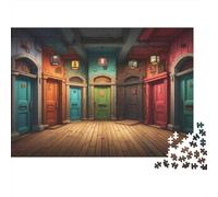 Strange Coloured Doors 1000 Piece Jigsaw Puzzles for Adults， Puzzle 1000 Pieces Impossible Challenge Toy 52x38cm/1000pcs