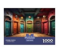 Strange Coloured Doors 1000 Pieces Portable Jigsaw Puzzle Age 3+ Cool Collage Effect, Home Decoration, Educational, Challenging Puzzle Games 70x50cm/1000pcs