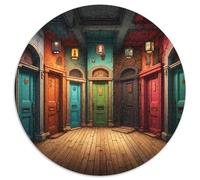 Strange Coloured Doors 1000 Pieces Round Jigsaw Difficult Puzzle Educational Art Family Game for Adults And Kids 1000pcs (67.5x67.5cm)