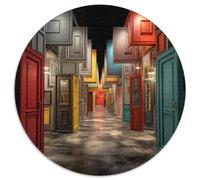 Strange Coloured Doors 1000 Pieces Round Jigsaw Difficult Puzzles Multicoloured Family Game for Adults And Kids 1000pcs (67.5x67.5cm)