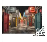 Strange Coloured Doors Jigsaw Puzzles Puzzle for Adults Kids. 1000 Piece Impossible Challenge Toy Educational Games Home Decoration for Educational Games Gifts 1000pcs (75x50cm)