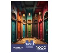 Strange Coloured Doors Jigsaw Puzzles Puzzle for Adults Kids. 1000 Pieces Great Gifts Challenge Toy Educational Game Home Decoration for Adults& Kids Age 14 Years Up 38x26cm/1000pcs