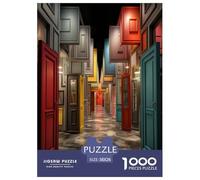 Strange Coloured Doors Jigsaw Puzzles Puzzles for Adults Kids. 1000 Piece Whimsical Challenge Toy Educational Game Home Decoration for Adults& Kids Age 14 Years Up 38x26cm/1000pcs