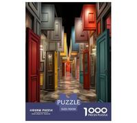 Strange Coloured Doors Jigsaw Puzzles Puzzles for Adults Kids. 1000 Pieces Whimsical Challenge Toy Educational Games Home Decoration for Educational Games Gifts 70x50cm/1000pcs