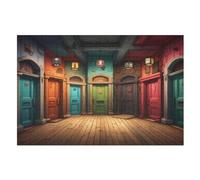 Strange Coloured Doors Jigsaw Wooden Puzzles for Adults 1000 Piece Puzzle Challenging Game Toys Birthday Gift for Adults Kids Boys Girls （75×50cm）