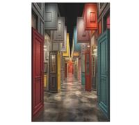 Strange Coloured Doors Wooden Jigsaw Puzzles for Adults Hard Poster Puzzle 1000 Piece Precise Interlocking Educational Game Toys 78×53cm