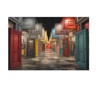 Strange Coloured Doors Wooden Jigsaw Puzzles for Adults Hard Poster Puzzle 1000 Piece Precise Interlocking Educational Game Toys (75×50cm)