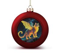 Strange Creature Christmas Ball Ornaments - Red Shatterproof Plastic Vintage Rustic Xmas Tree Decorations Pendant for Family Holiday Wedding Party Xmas Hanging Decoration