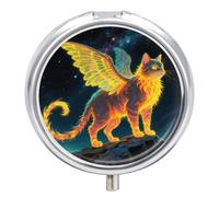 Strange Creature Pill Box - 3 Compartment Travel Pill Organizer with Small Mirror, Portable Pillcase for Pocket & Purse, Cute Round Medicine Case, Weekly Medicine Container