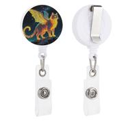 Strange Creature Retractable Badge Reel - Personalized ID Name Badge Holder with Lanyard Cute Badges Reel Holder Round Nurse Doctor Name Tag Badges Clip for Work